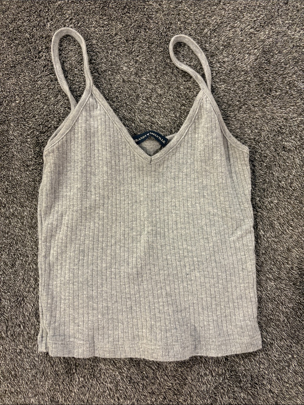 Brandy Melville Light Gray Ribbed V-Neck Camisole